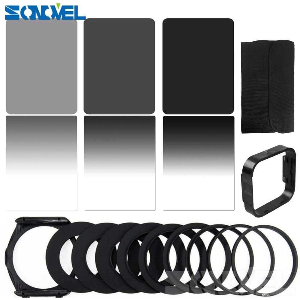 Gradient neutral density complete & gradual nd 2 4 8 square filter kit + 9 adapter s for cokin p series dslr camera
