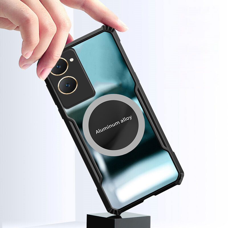 For Vivo Y18 Y38 Y28 Y03 Y18S Y100 Y200 Y17S Y15 Y15S Y15A Case Hard Clear Transparent Shockproof Car Holder Adsorb Hollow Out Ring Cover Vivo Y27 Y36 Y03 Y18 Y28 Y38 Y03 Y17 Y19 Y22 Y22S Y21 Y21S Back cover Phone cases