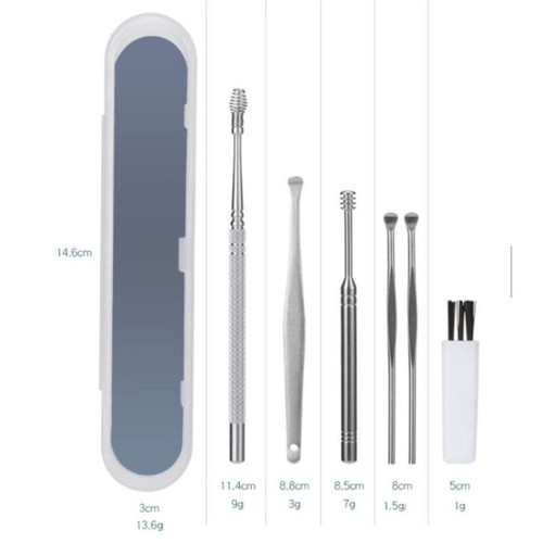 Bộ Dụng Cụ Lấy Ráy Tai inox 6 Món