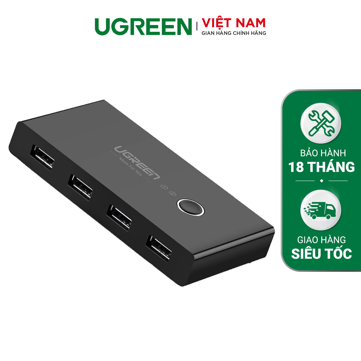 Bộ chuyển mạch 2 cổng usb 2.0 chia sang 4 cổng usb2.0 ugreen us216 30767