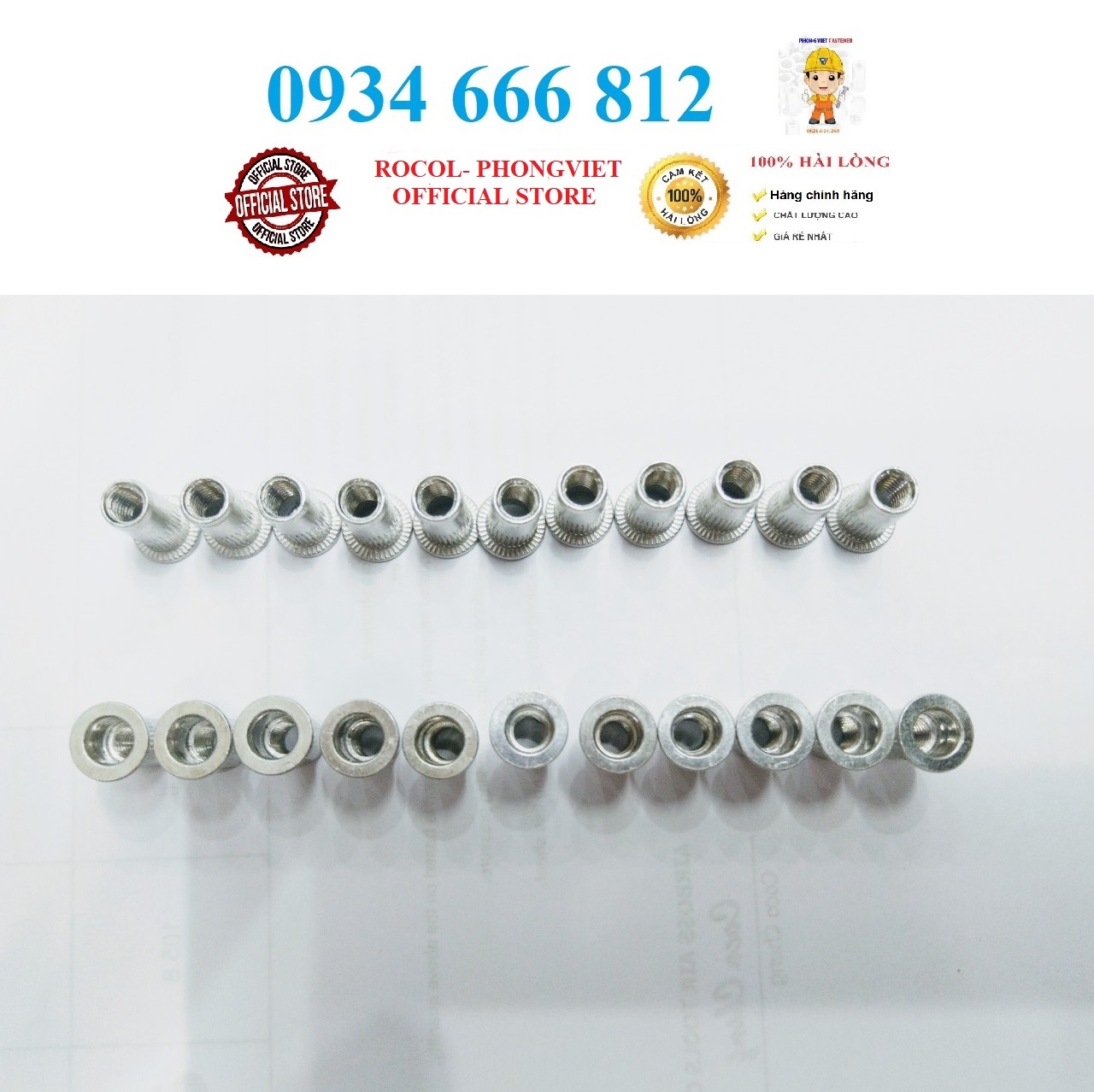 50c Ốc tán rút nhôm M4,M5,M6,M8