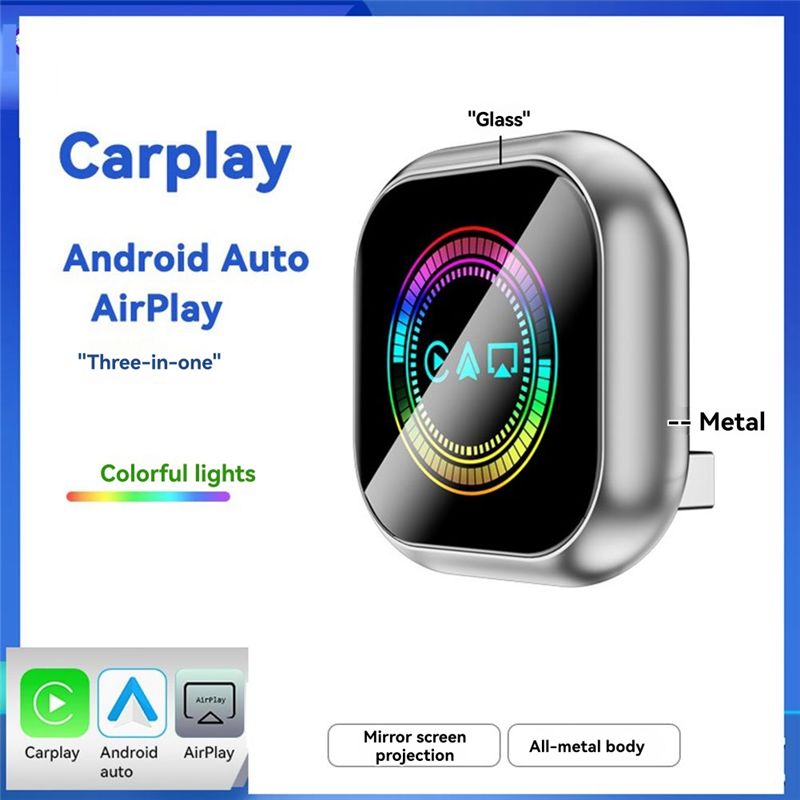 Airplay Wireless Carplay Adapter 3in1 Smart Android Auto USB Dongle Wired Plug and Play.
