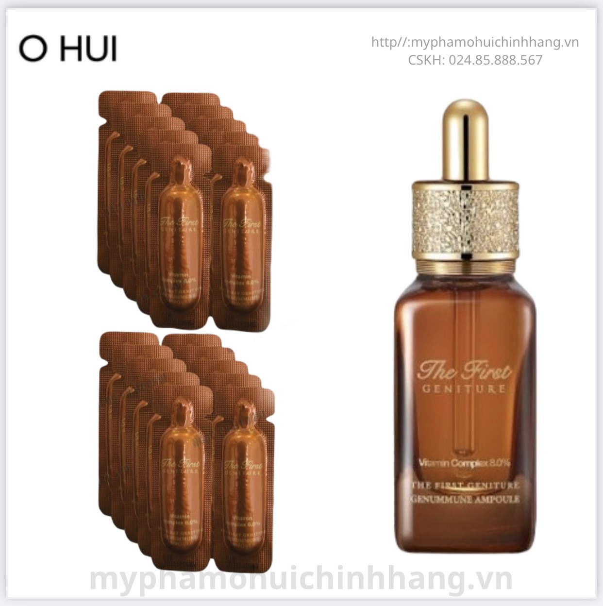 OHUI The First Geniture Lipstick – 3.8g Stick, 6 Assorted Colors + FREE Samples