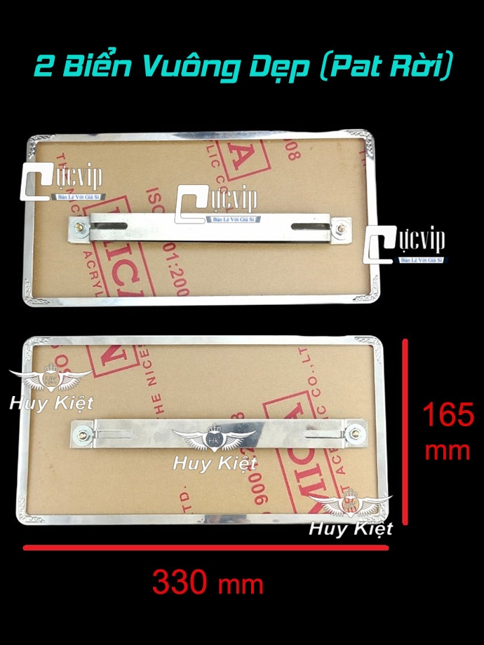 Bộ 2 khung biển số ôtô inox cho biển số vàng, kinh doanh vận tải ms3436