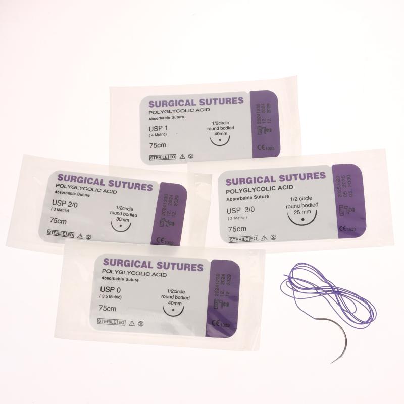 1/5PCS PGA 75CM With Needle 3/0 2/0 0 1 2 3 Absorbable Suture Thread ...