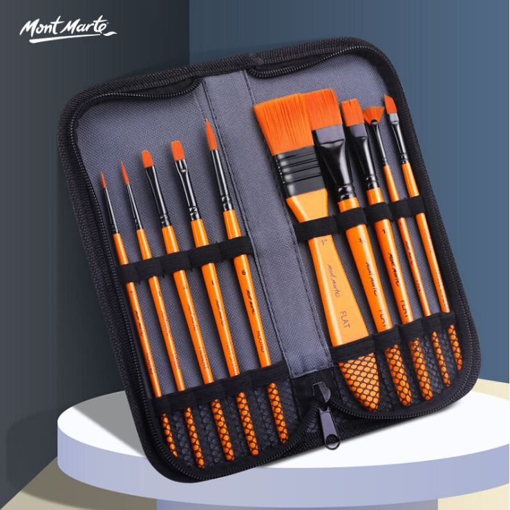 Bộ Cọ Vẽ 10 cây Mont Marte Kèm Túi