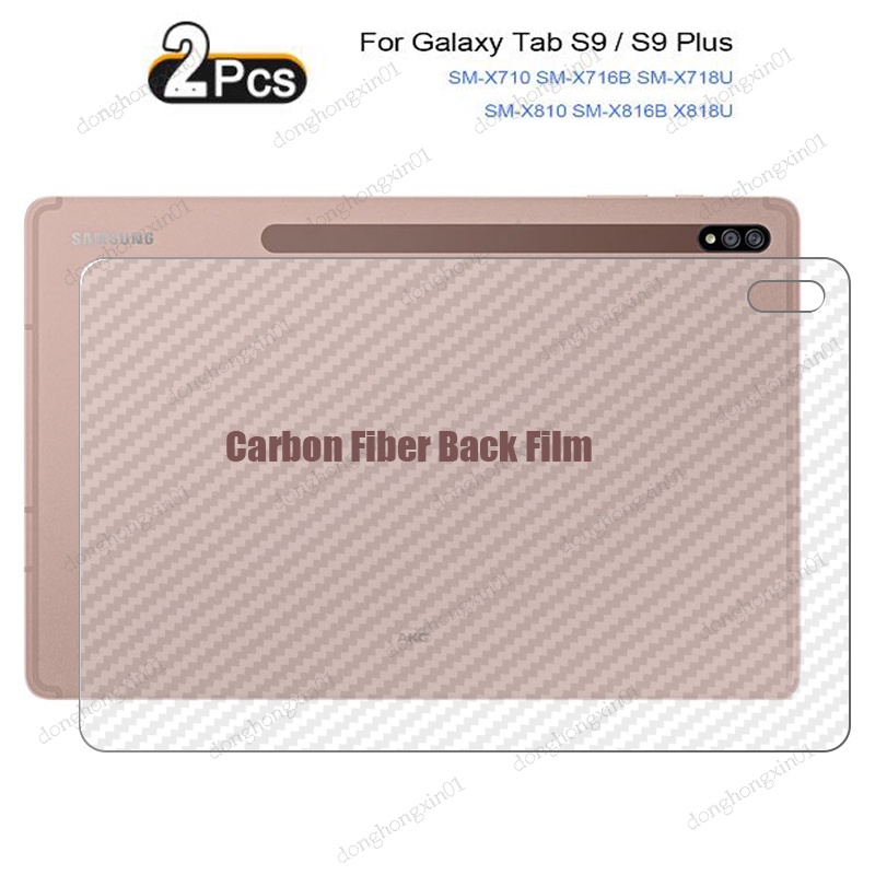 For samsung galaxy tab s9 plus s9+ 12.4 s9 11 inch s8 ultra s7 plus s7 fe s6 lite tab a8 10.5 3d transparent carbon fiber back film sticker screen protector