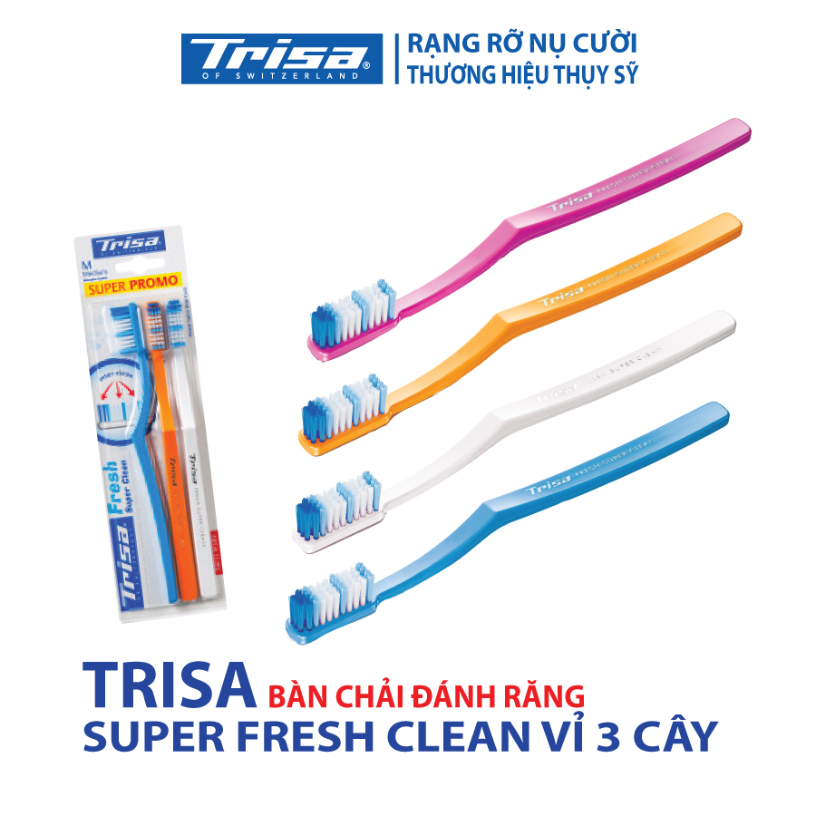 Vỉ 3 Bàn Chải Đánh Răng Trisa Super Fresh Clean