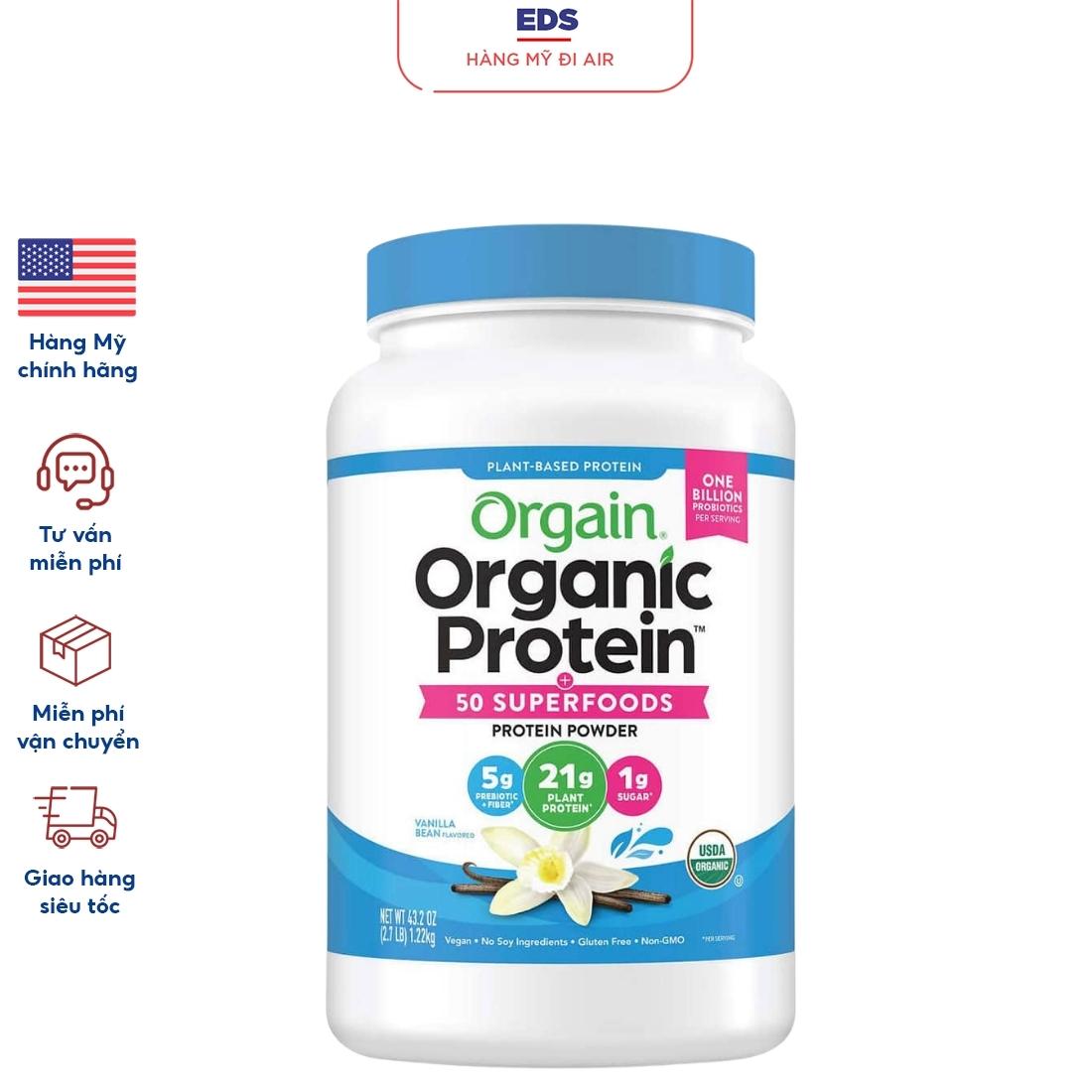 Bột protein hữu cơ Orgain Organic Protein - Hộp 1,22kg - EDS Hàng Mỹ thumbnail