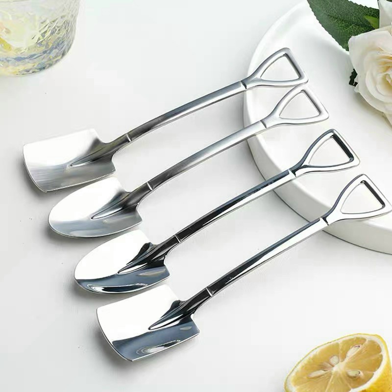 Sét 4 Thìa inox hình xẻng chất liệu cao cấp an toàn, thìa hình xẻng đẹp đôc lạ, combo 4 thìa hình xẻng cao cấp