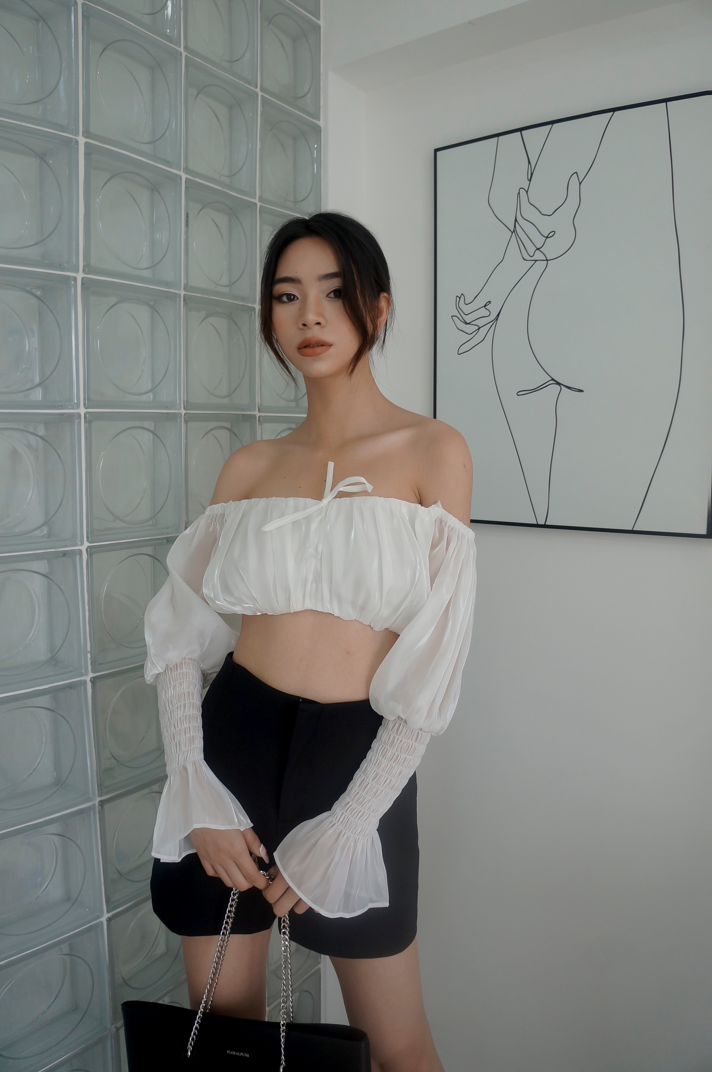 áo trễ vai nữ tay phồng