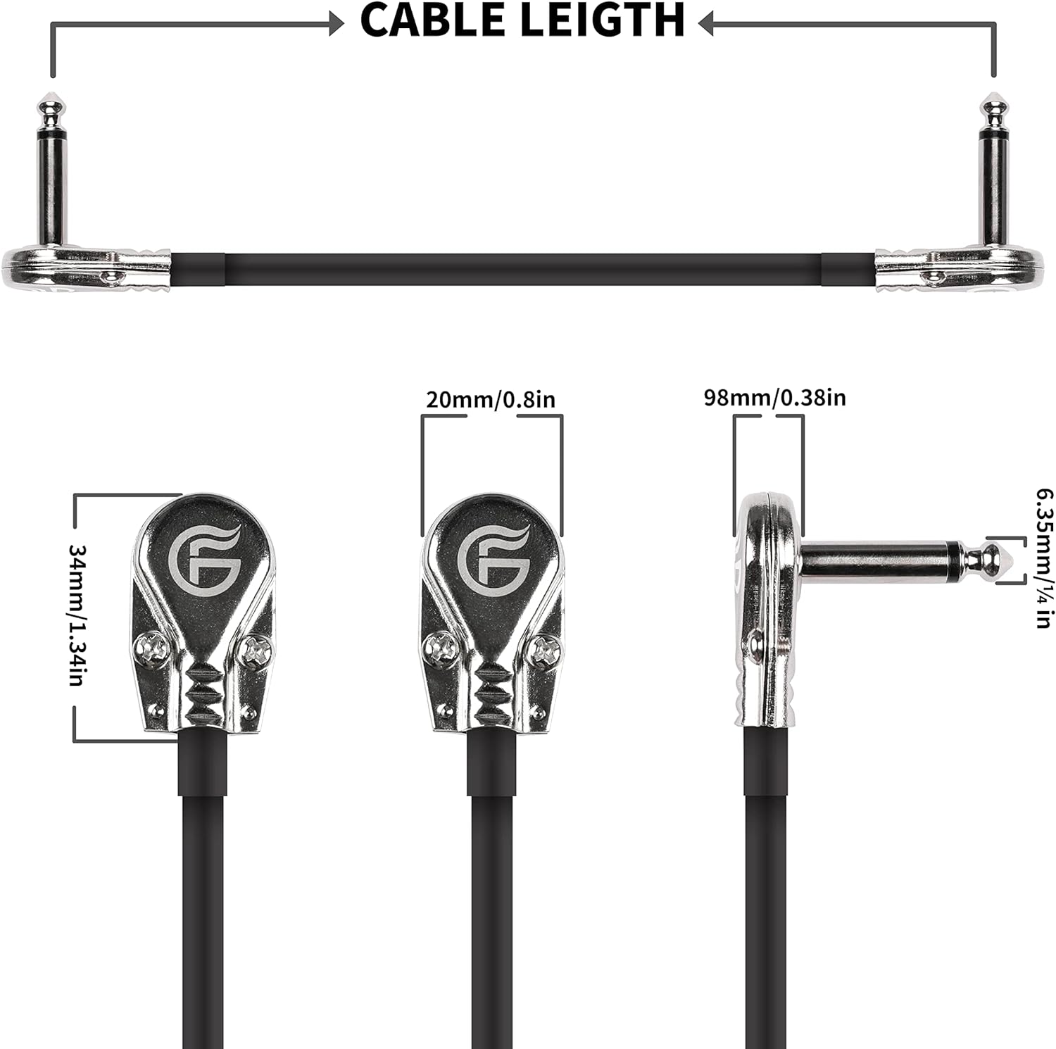 GHOSTFIRE Guitar Patch Cable, Guitar Pedal Cables,Instrument Effects Pedal Patch Cables for Guitar Effects Pedal Board (6 inch-3 Pack)