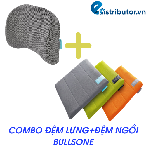 Combo Đệm Lưng Cao Cấp Bullsone(Xám)+Đệm Ngồi Bullsone (Cam size M)