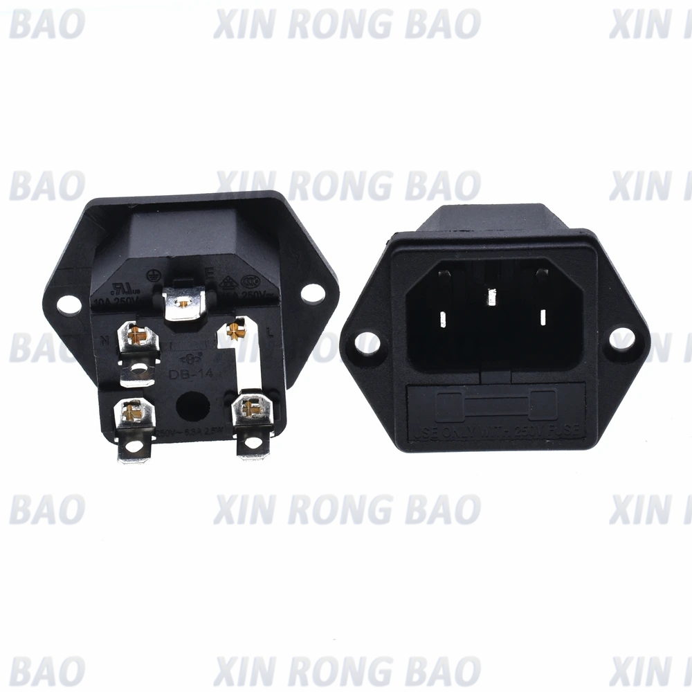 IEC 320 C13 C14 AC Inlet Power Plug Socket 250V 10A Fuse Red Lamp ...