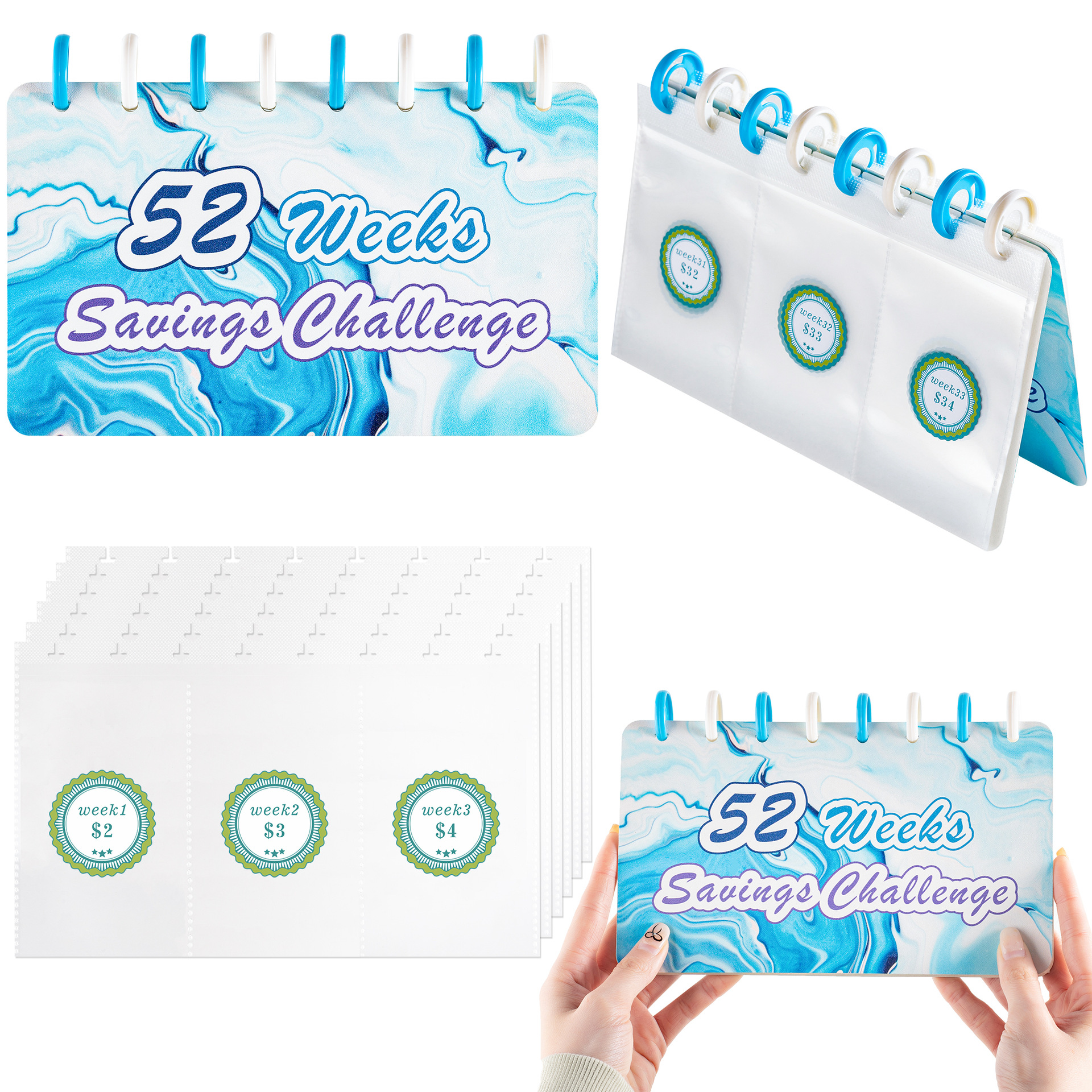 52 Week Savings Challenge 8 Hole Budget Envelope 52 Week Savings Challenge 52-week Challenge To Save Your Savings Book New Loose-leaf Notebooks 8 Hole Budget Envelope Envelope Saving Organization
