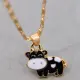 Fashion Enamel Cows Cattle Pendant Necklace Best Friends Kawaii Cute Necklace Golden Chain Choker For Women Girls Gifts. 