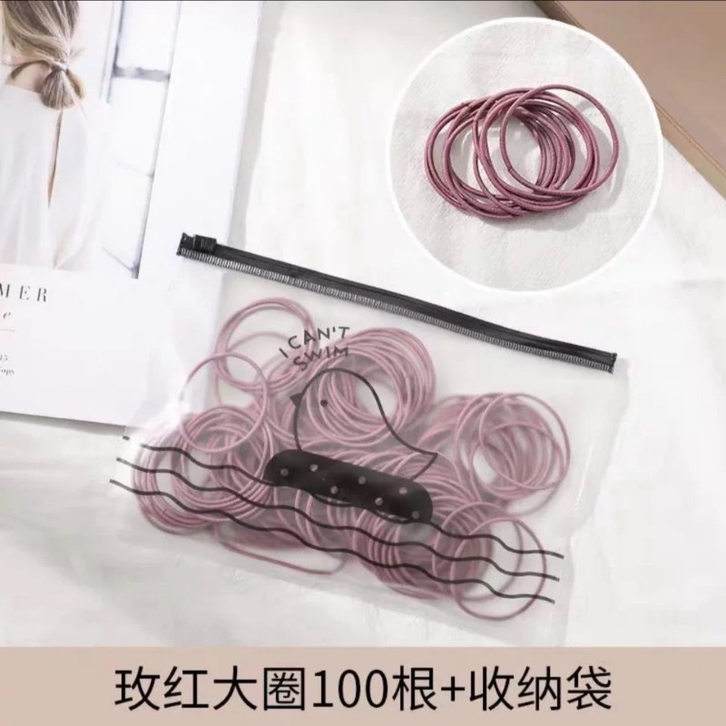Bộ 100 Dây Thun Cột Tóc Co Giãn Nhiều Màu Sắc Dành Cho Nữ