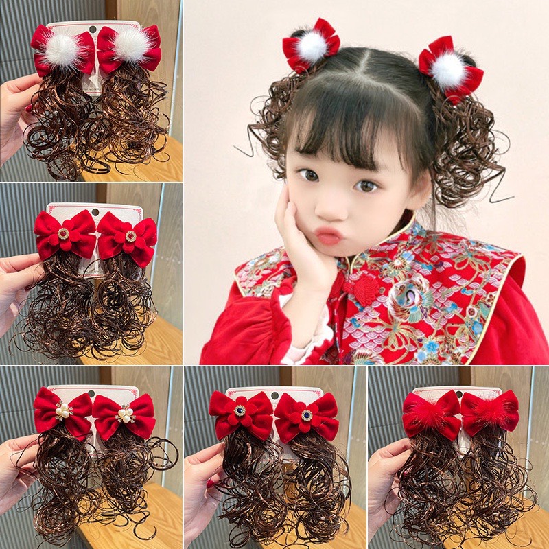 Set 2 kẹp tóc giả thời trang siêu yêu cho bé