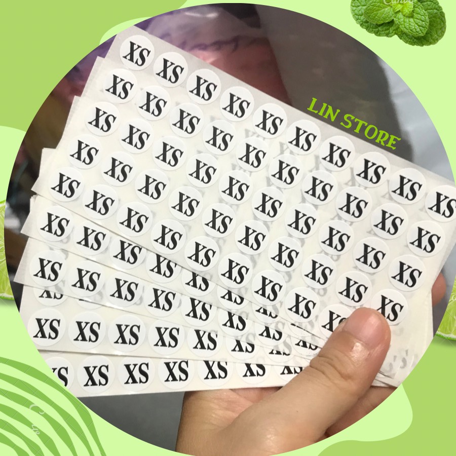[10 Tờ/ 1 Size] - Tem Size Dán Quần Áo Từ XS Đến 5XL