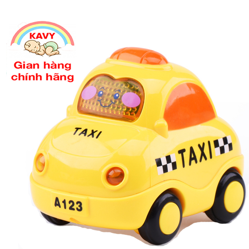 Đồ chơi mô hình xe taxi KAVY có nhạc và đèn chạy bánh đà linh hoạt kèm sẵn pin