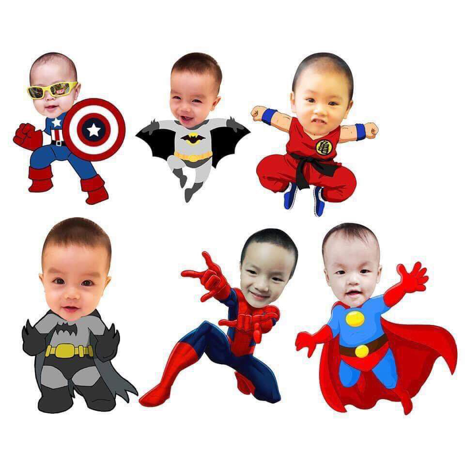 In hình chibi sinh nhật cho bé trai