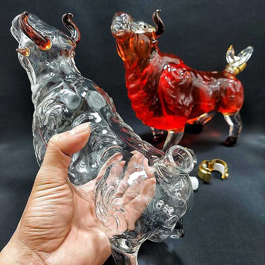 Glass bottle 1000ml – Head up BULL design - 1 bottle (E5 pattern) – 주병 - 술병