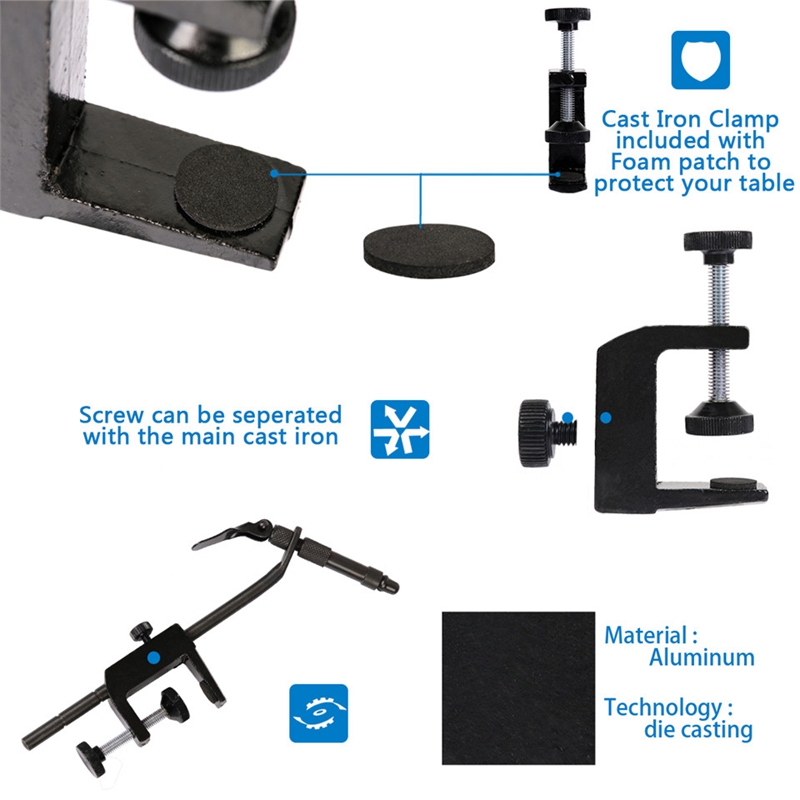 1Pcs Matte Black Iron Rotary CClamp Fly Tying Vise Fly Tying Fishing