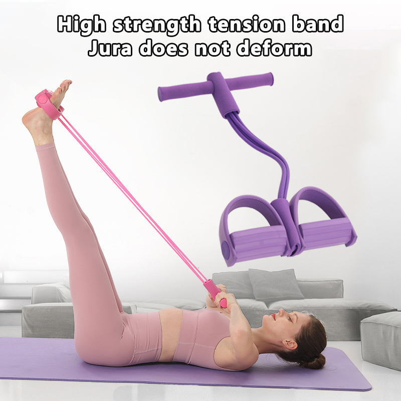 Stirrup Puller Elevation High Elastic TPE Sit-Up Aids Fitness Yoga Four Tubes Stirrups Tension Rope. 