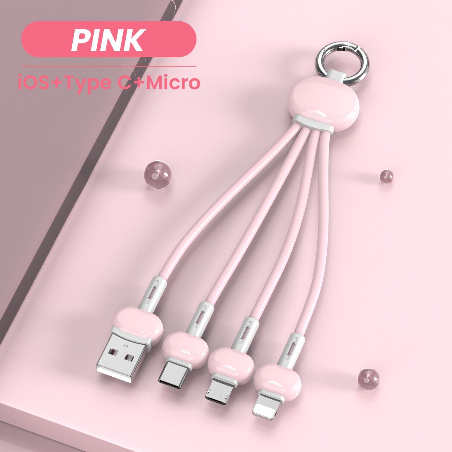 Keychain 13cm 3 In 1 USB Type C Micro Charge Cable Multiple Color Portable Charging Cable For IPhone Samsung Xiaomi Redmi Huawei. 