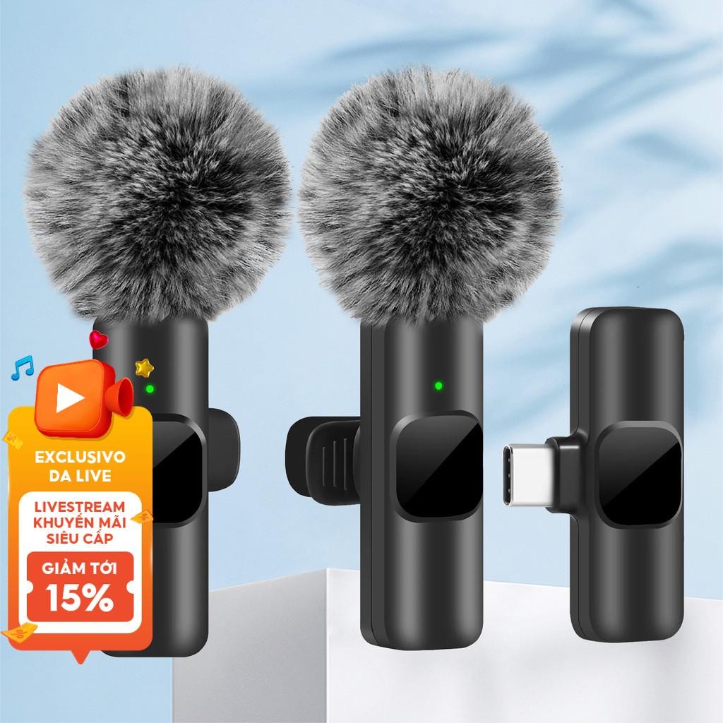 Mới Không Dây Micro Âm Thanh Ghi Video Mini Mic Cho iPhone Android Laptop Chơi Game Trực Tiếp Micro Điện Thoại Di Động