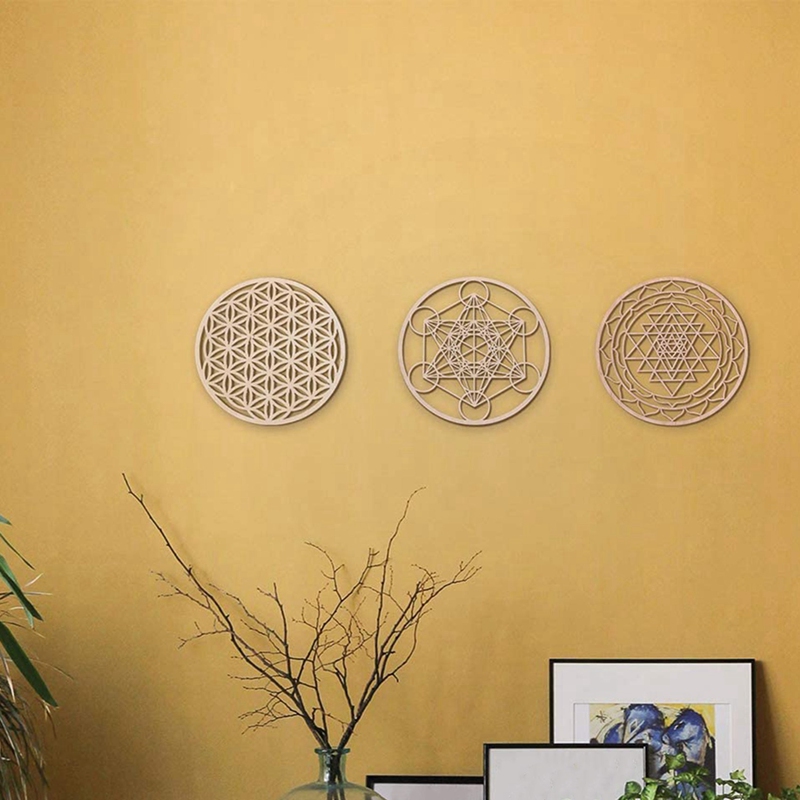 3Pcs/Set Sacred Geomtry Wall Art Set Wooden Wall Art, Sacred Geometry ...