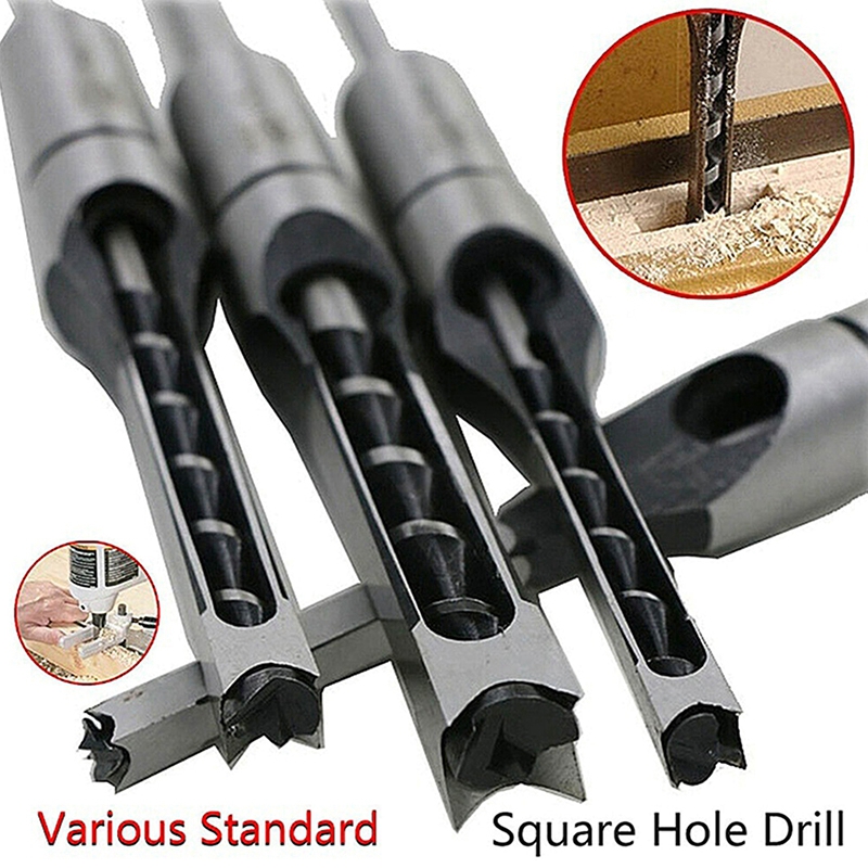 Square Hole Drill Bits Saw Wood Mortising Mortise Chisel Drill Bit Set Woodworking Power Tools