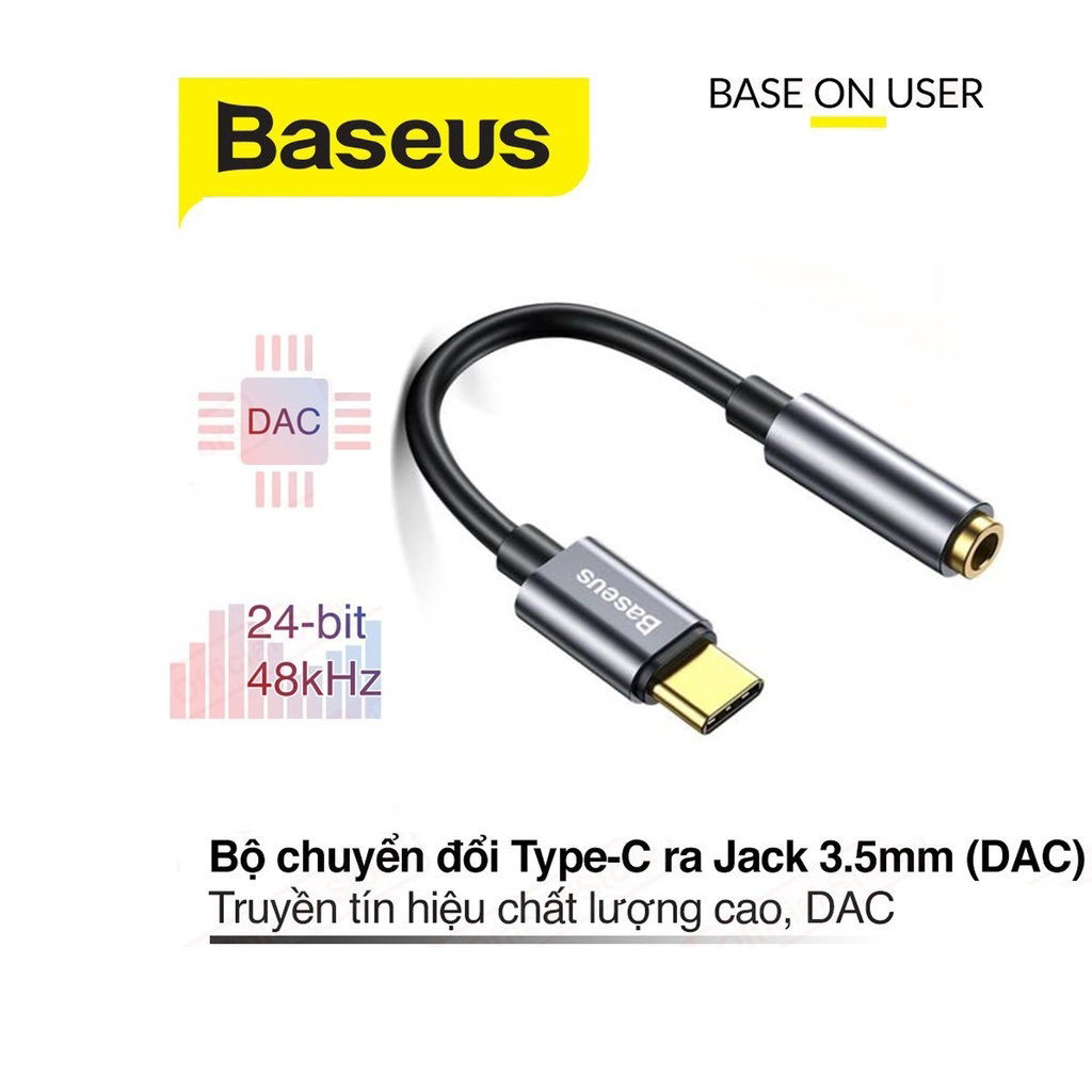 Bộ chuyển đổi Baseus L54 Type C ra jack 3.5mm truyền tín hiệu chất lượng cao 24bit 48kHz