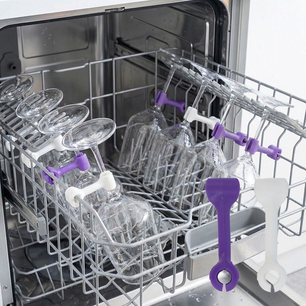 4 Pieces Practical Silicone Dishwasher Goblet Holder Anti-Slip Space ...