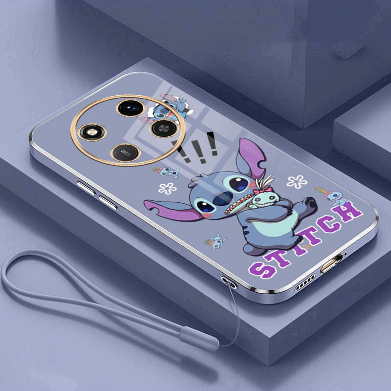Honor X9C 5G X9C Feared Stitch Casing Soft Phone Case Monster Cartoon Square Edges Plating Cover. 