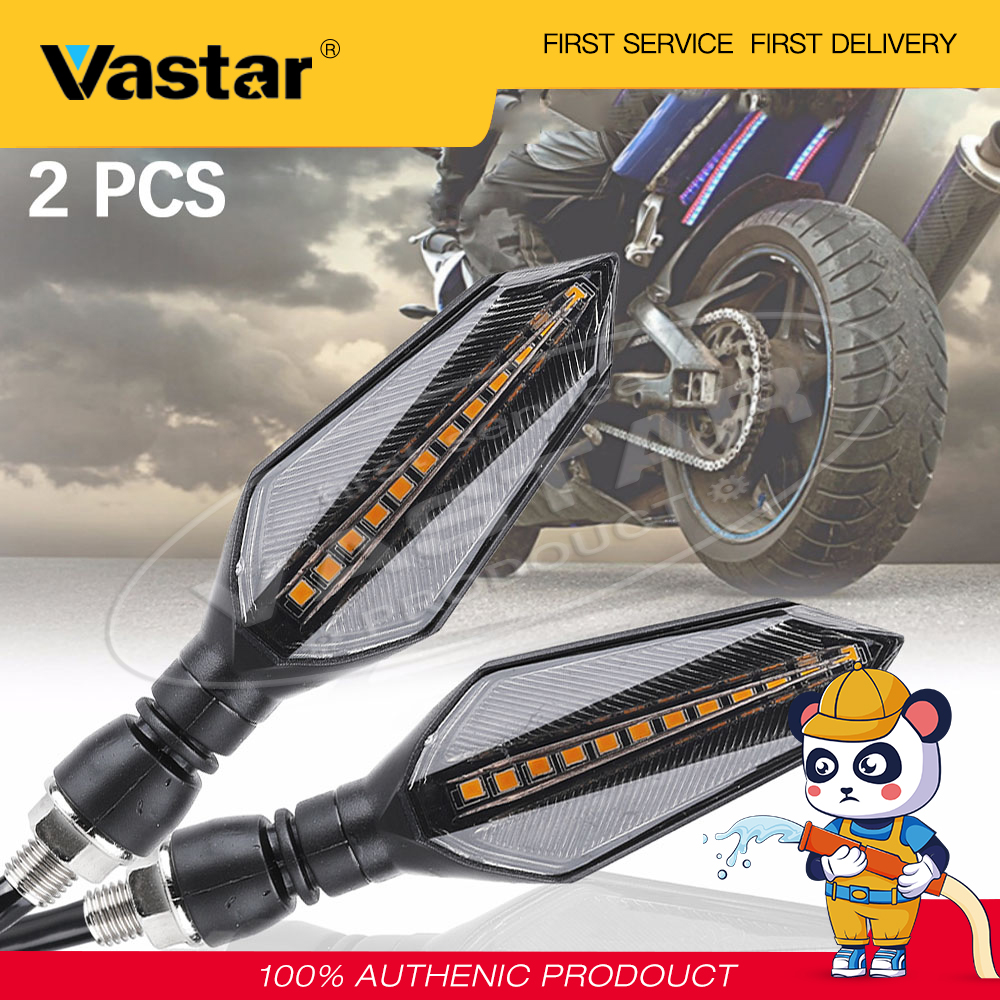 Vastar High quality 2pcs 10mm Universal Motorcycle LED Turn Signal Lamp Sequential Flowing Flash Indicator Lights Amber Running Light