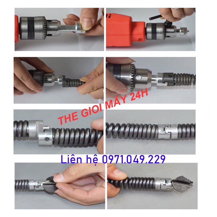 Dây thông tắc cống dùng máy khoan dài 3m