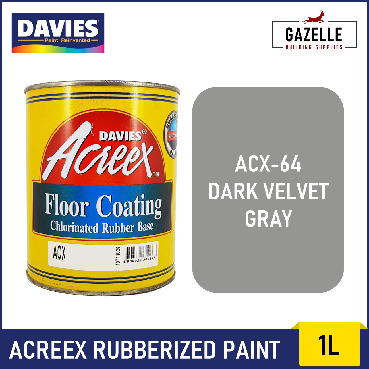 Davies Acreex Rubberized Floor Paint Dark Velvet Gray 1L Lazada PH