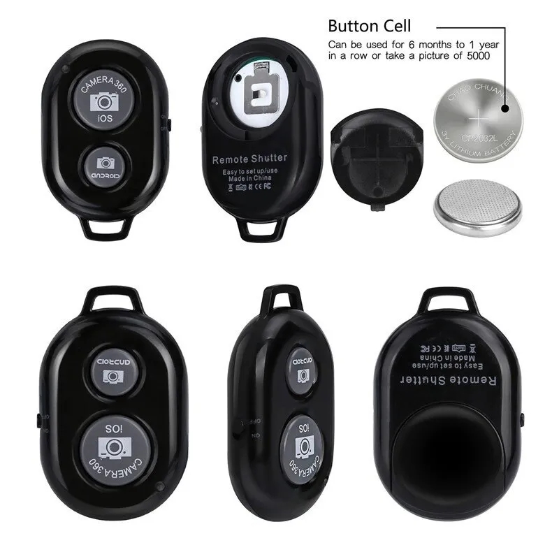 Bluetooth Wireless Shutter Release Rechargeable Remote Control Button Self-Timer Monopod Selfie Stick Phone Camera Controller for IOS Android