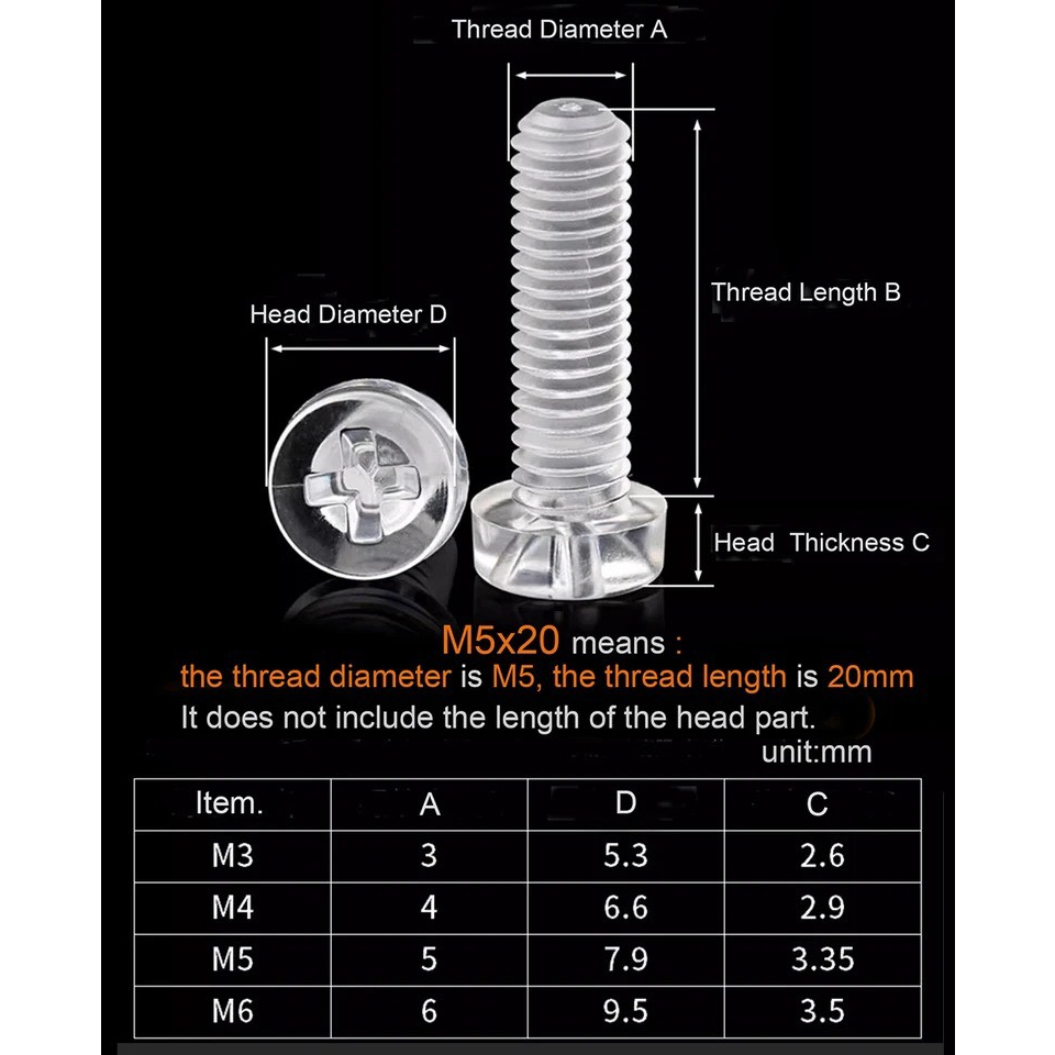 Ốc vít mica m3 m4 m5 m6, đai ốc mica m3 m4 m5 m6