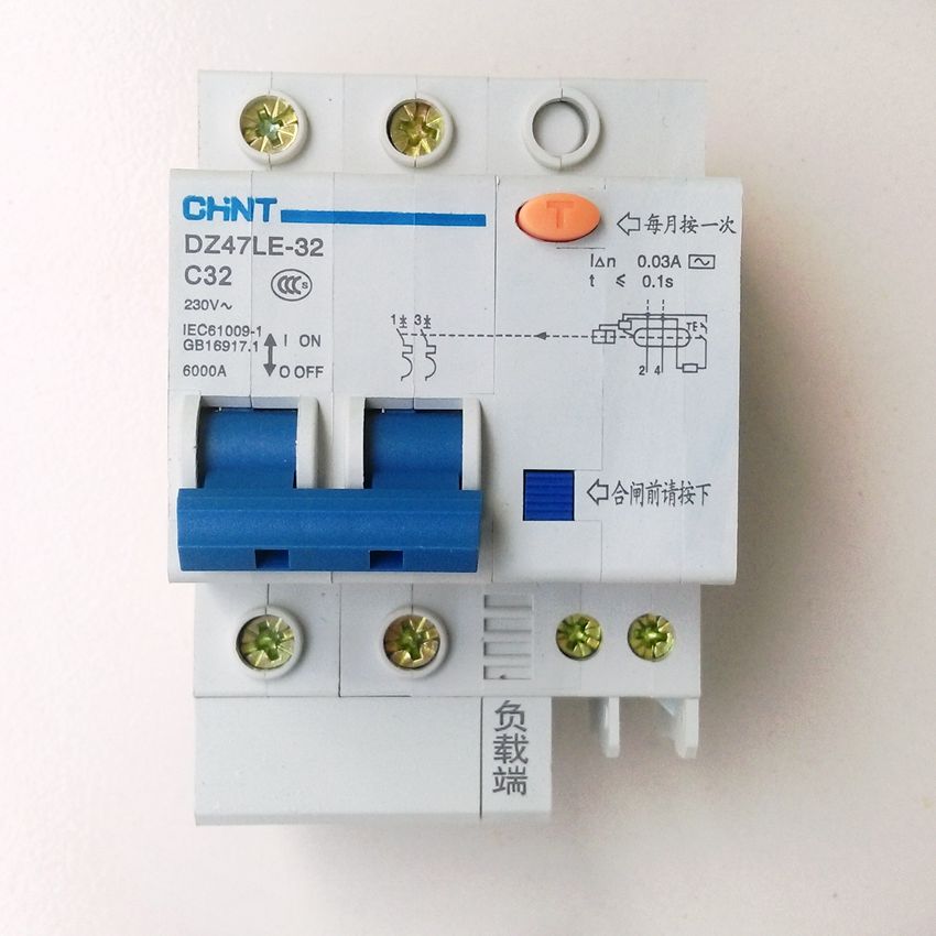 Chint Dz47le-32 2p C32a Earth Leakage Circuit Breaker/residual Current Operated Circuit Breaker
