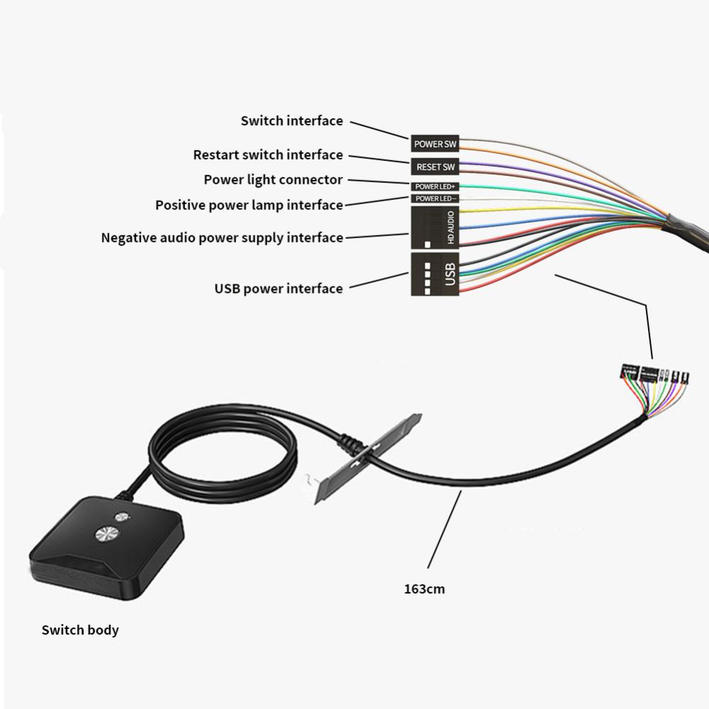 TEUCER Desktop Computer Power Switch Anti-theft Power On Off Switch With Extension Cord USB2.0 HUB High-speed Transmission for School Company