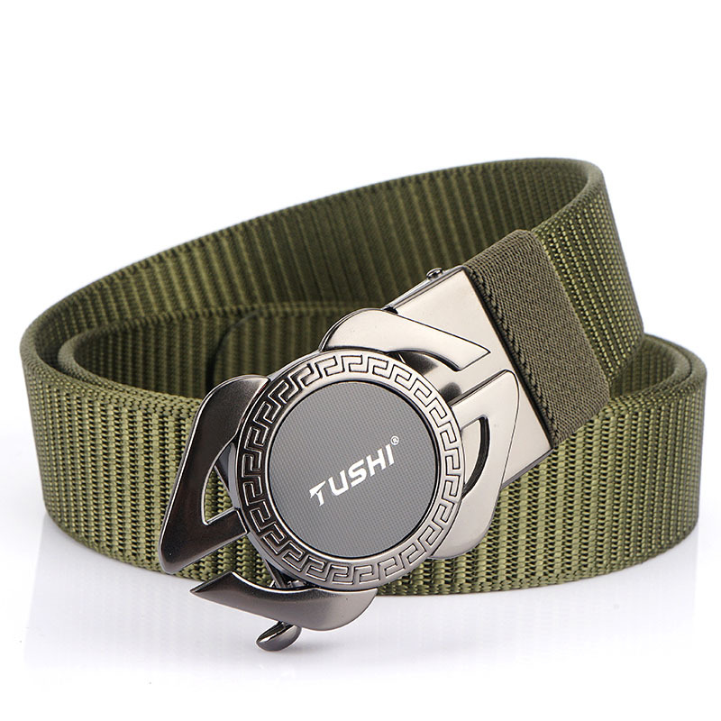 Tushi men's belt automatic buckle belts high quality casual nylon belts business canvas belt alloy buckle belt quick open