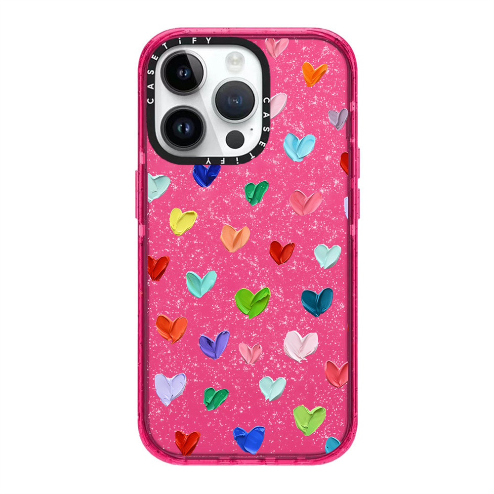 Caseti smiling face love glitter tpu phone case for iphone 15 pro max 14 promax plus 13 12 12pro 12pm 11 shockproof phone soft border case mobile phone protective case