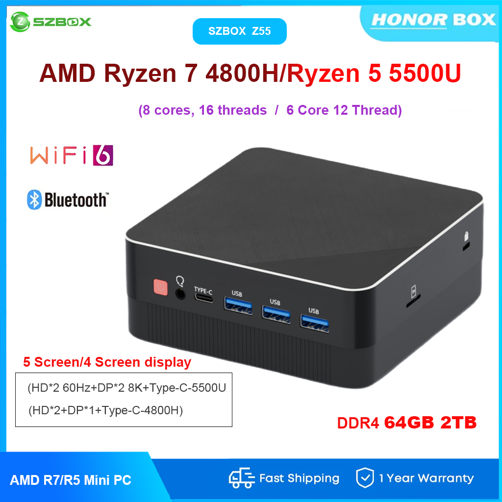 Aliexpress Amd Ryzen 4800h Mini Pc SZBOX AMD R5 5500U Mini PC 6C