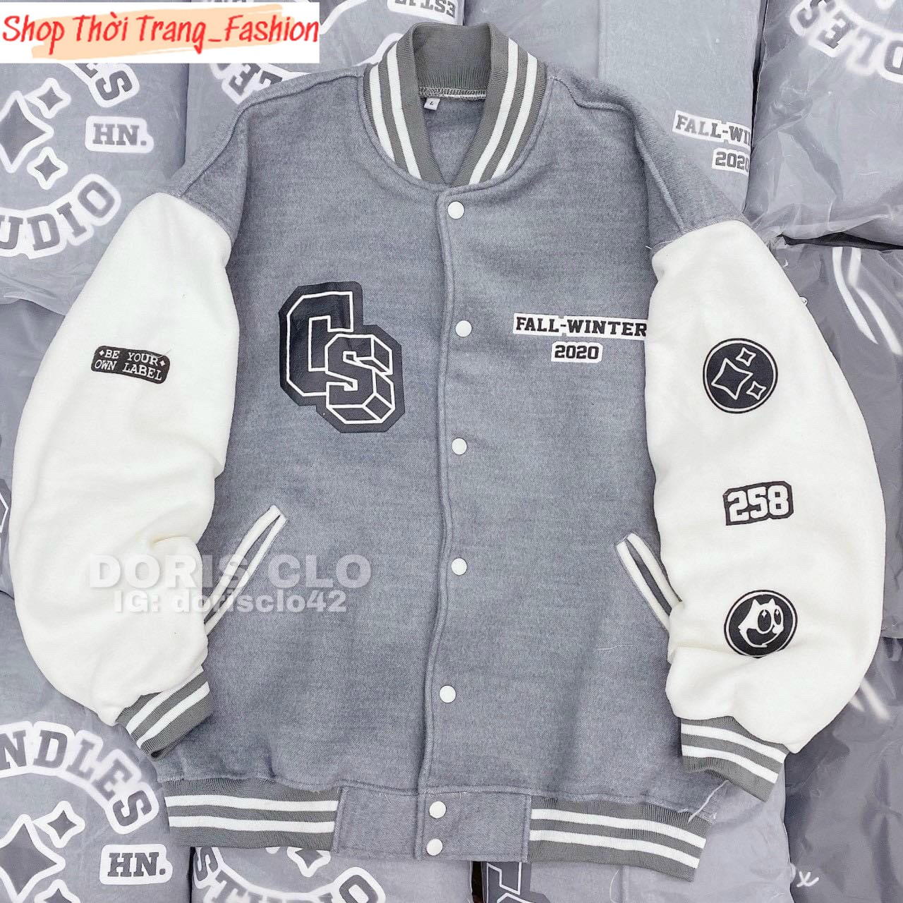 ÁO KHOÁC BOMBER NỮ IN HÌNH CS NÚT BẤM SANG CHẢNH ÁO BÓNG CHÀY SIÊU HOT TREND Shop Thời Trang_Fashion