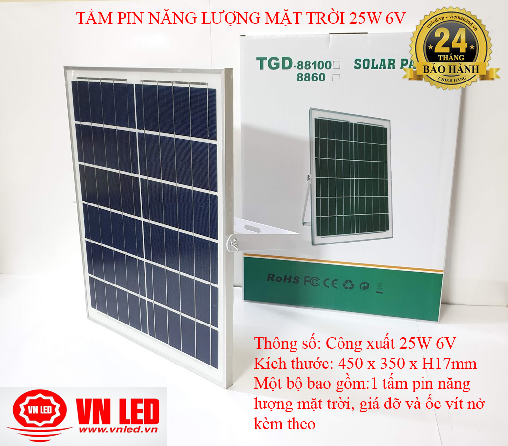 TẤM PIN NĂNG LƯỢNG MẶT TRỜI 25W 6V
