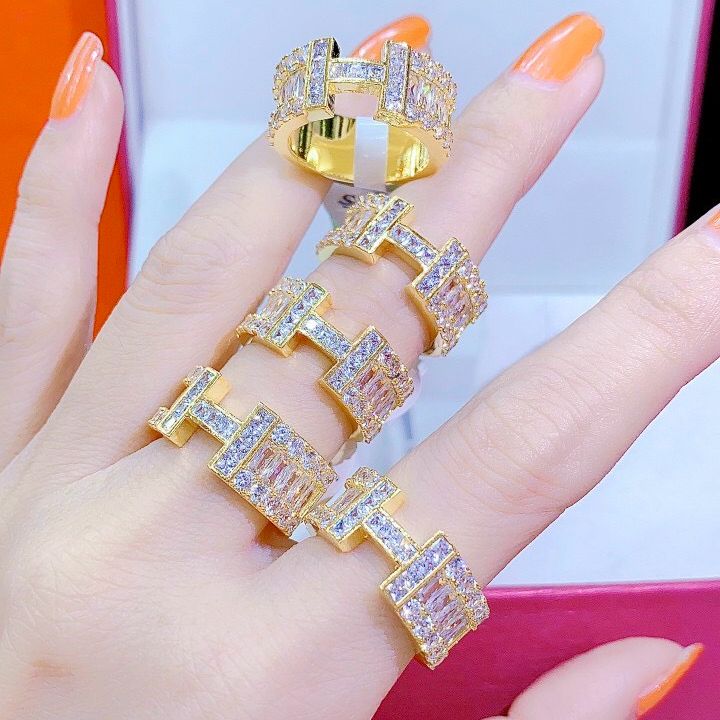[HCM]Nhẫn nữ đẹp mạ vàng 18k nhẫn nữ xi vàng thật, nhẫn đính đá pha lê cao cấp, nhẫn vàng non vàng trắng nhẫn bạch kim sang trọng Trang Sức MIGA N123 - đeo đi đám cưới vô cùng quý phái CAM KẾT