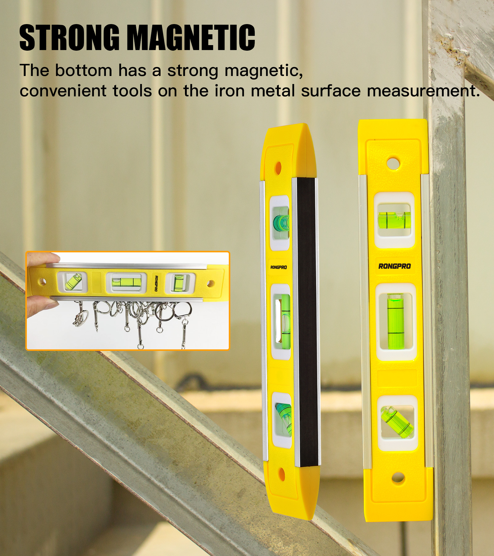 【InnovateWorld】Rongpro 3 Bubble Magnetic ABS Spirit Level Ruler ...