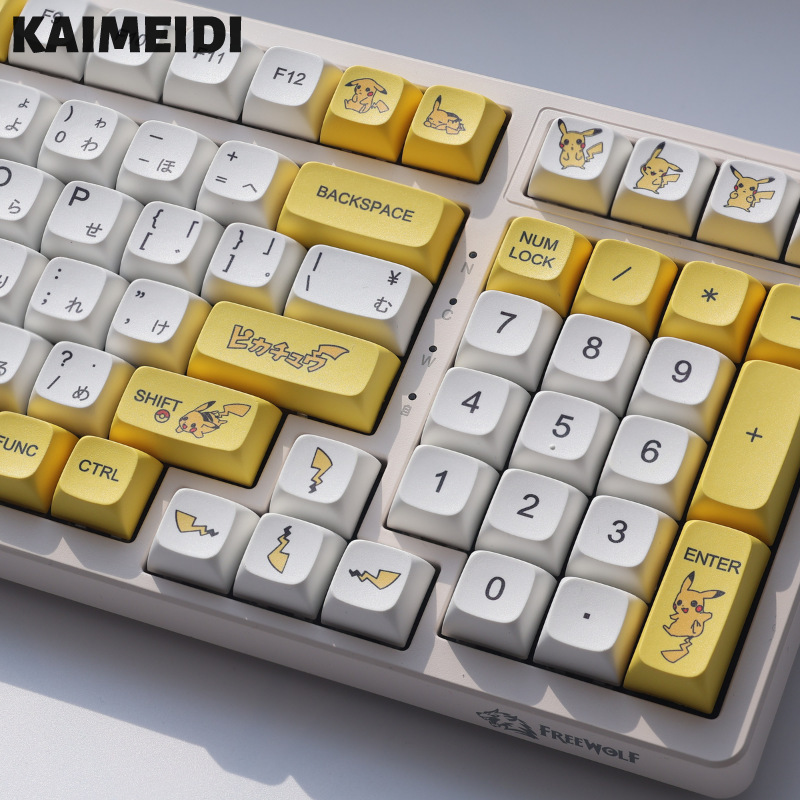 Kaimeidi Pikachu Keycap Moa Chiều cao phím cơ PBT năm Mặt Thăng hoa dễ thương tùy chỉnh cá nhân Bộ phím bấm